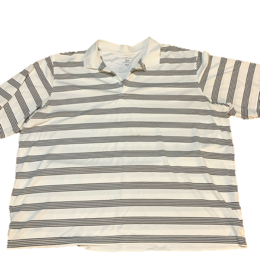 George 3x black and white striped polo on rack